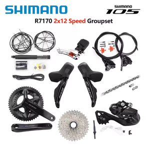 Groupe de transmission pour vélo de route <span class=keywords><strong>Shimano</strong></span> <span class=keywords><strong>105</strong></span> Di2 R7170 2x12 vitesses, pédalier R7100, dérailleur arrière R7150, dérailleur avant R7100, <span class=keywords><strong>cassette</strong></span> 11-36T/11-34T - Product Image 1