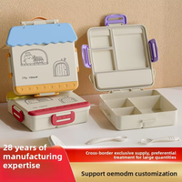 Kinder-Lunchbox aus Kunststoff, mikrowellengeeignet, lebensmittelecht, mit 4 Fächern, 1000 ml Fassungsvermögen, große Größe für Schüler.