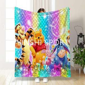 カスタマイズされたベストセラーの黄色いクマのふくらんでいる毛布フランネルフリース旅行投げ子供漫画のベッド毛布 - Product Image 4