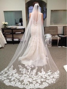 Accessoires de mariage : Voile de mariée 3M avec peigne, bordure en dentelle, style cathédrale, voiles de mariée longs - Product Image 4
