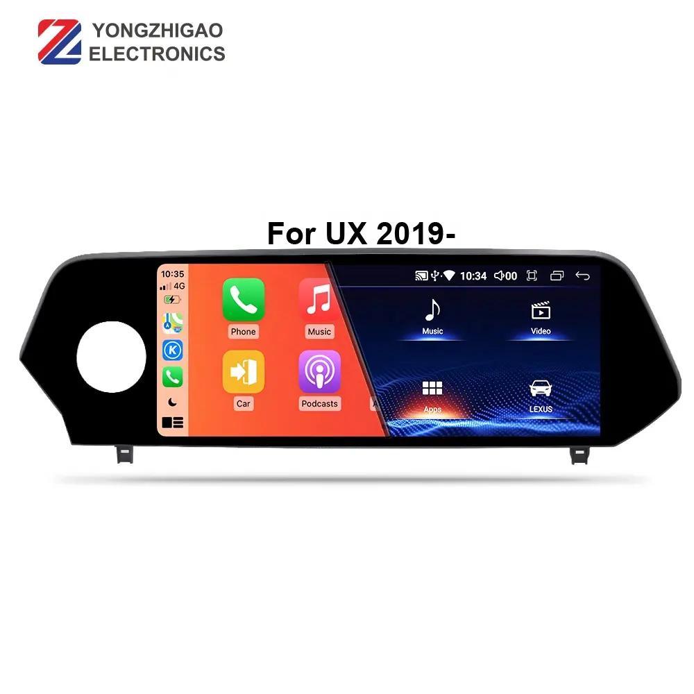 YZG 10.25 بوصة 8 النواة الروبوت 10.0 Carplay مشغل أسطوانات للسيارة مشغل الوسائط المتعددة راديو نظام تحديد المواقع شاشة تعمل باللمس الملاحة لكزس UX 2019 2020