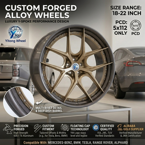 Cerchi in Lega di Alluminio Forgiati Personalizzati da 18-22 Pollici, Cerchioni a Profilo Ribassato per Mercedes Benz, BMW, Tesla Model 3 Y, Range Rover, Alphard - Product Image 1