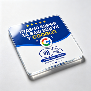 Plaque de signalisation transparente en acrylique pour avis Google avec design bleu et blanc pour affichage des commentaires professionnels - Product Image 3