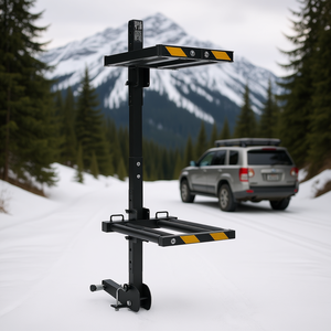 Support de ski et snowboard pliable réglable à fixer sur attelage, en acier, pour 6 paires (4 planches), inclinable, pliable, grand format - Product Image 2