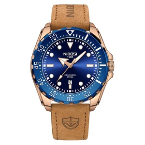 Montre de mode pour homme Drioshipping, montre de luxe haut de gamme, calendrier lumineux, étanche, montres à quartz, bracelet en acier massif, noir bleu - Product Image 4