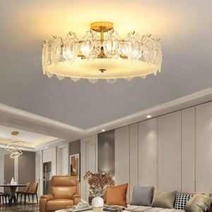 Nuevo estilo, diseño romántico, decoración de la casa, colgante de cristal, sala de estar, lámpara de techo redonda moderna dorada - Product Image 1