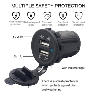 Anneau lumineux LED étanche <span class=keywords><strong>pour</strong></span> vélo Truck1, chargeur <span class=keywords><strong>de</strong></span> <span class=keywords><strong>voiture</strong></span> USB <span class=keywords><strong>pour</strong></span> téléphone portable avec double prise 3.1A - Product Image 3