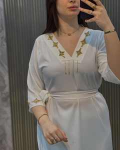 Nouveau style de femmes Dubai Abaya de luxe blanc et or Abaya élégante pour la fête des femmes musulmanes - Product Image 3