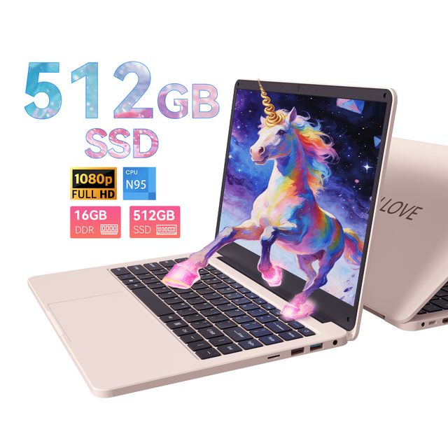 Brand New 14.1" Intel N95 Quad-Core Plastic Laptop Windows 11 16GB RAM 512GB SSD 1920x1080 IPS Display High-Performance Cooling