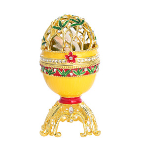 Caja de Joyería de Metal con Diseño Exquisito, Hecha a Mano, con Pedrería de Colores, Estilo Fabergé, Adornos Metálicos - Product Image 6