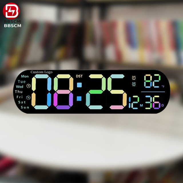 Modern Anniversary Home Decor Multi-functional Large Led Brightness Adjustable Dst Timer Plastic Led Clock Digital Wall Clock