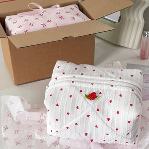 Bolsa de cosméticos con forma de corazón estilo coreano, bolsa de viaje con cremallera para el cuidado de la piel, bolsa de almacenamiento de cosméticos portátil de gran capacidad. - Product Image 2