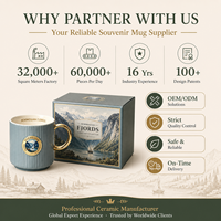 Taza de Café de Porcelana Fina Personalizada, Diseño Elegante de los Fiordos Noruegos, Recuerdo, a Prueba de Fugas, Apta para Lavavajillas, con Diseño de Velero Glaciar Nórdico