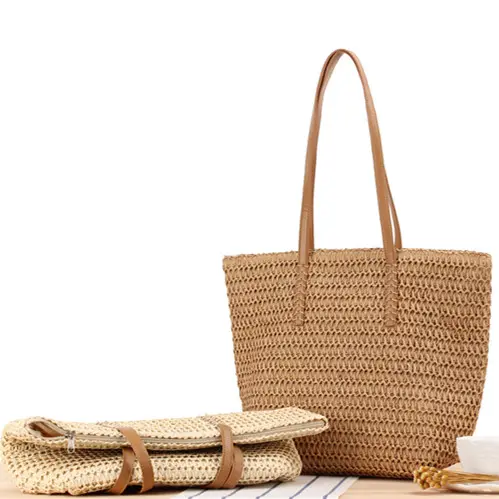 Hot Sale Hand Woven Women's Straps Messenger Bag Crossbody Straw Handbags Beach Holiday One-shoulder Straw Bag