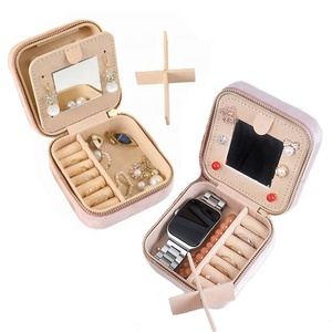 Caja organizadora de joyería de regalo para niñas y mujeres con logotipo personalizado, caja de almacenamiento de joyería con cremallera, pendiente, collar, estuche de viaje, joyero de terciopelo - Product Image 3