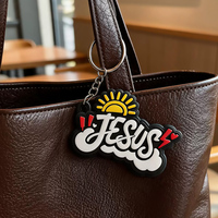 Porte-clés personnalisés Jésus en caoutchouc, vente en gros, dessin animé 3D, lettres religieuses, porte-clés en silicone souple PVC, porte-clés Jésus personnalisé