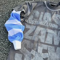 Camiseta de Manga Larga para Hombre, Doble Capa, con Logotipo Personalizado, Cuello Redondo, Estampado DTG en Contraste, Estilo Oversize, Bloques de Color