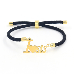 Zooying 사랑의 상징 골드 스테인레스 스틸 팔찌 남성과 여성의 패션 하트 영어 편지 짠 팔찌 - Product Image 5
