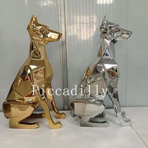 <span class=keywords><strong>Estatua</strong></span> de <span class=keywords><strong>Doberman</strong></span> doplate de fibra de vidrio, electrochapado, personalizada de fábrica, a la venta - Product Image 5