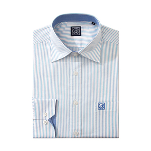 Camisa de Manga Larga Elegante para Hombre SQ de Alta Calidad, 100% Algodón, Azul Marino a Rayas, Bordado, Cuello Camisero, para Otoño, Ocasiones Formales - Product Image 5