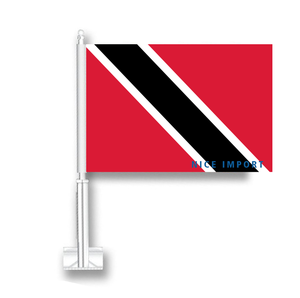 Drapeau de la Trinité-et-<span class=keywords><strong>Tobago</strong></span> pour voiture, drapeau pour fenêtre de voiture en polyester avec mât inclus, décorations patriotiques pour les célébrations festives - Product Image 1