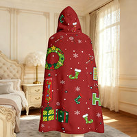 Couverture à capuche en flanelle à motif de dessin animé de Noël, personnalisable, imprimée numériquement, utilisable comme plaid de canapé ou cape, pour cadeaux de fêtes, Dropshipping