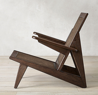 Fauteuil d'appoint de style américain Rhoohill, chêne blanc avec cannage naturel, fauteuil de salon en bois massif, fauteuil de détente