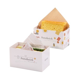Caja de papel biodegradable desechable personalizada para sándwich, pan horneado, tostadas, hamburguesas, patatas fritas, bollo, caja de papel para llevar - Product Image 2