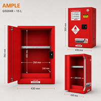 Armoire de sécurité en acier rouge de 15 L (4 gallons) pour matériaux inflammables, avec une seule porte, pour laboratoire, entrepôt, fournisseur OEM ODM