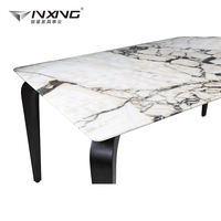 Table à manger moderne et minimaliste avec plateau en marbre stable, 6 places, pieds en bois massif pour appartement et villa, meubles de maison