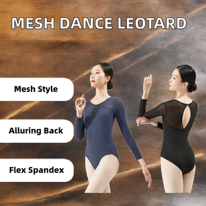 <span class=keywords><strong>Justaucorps</strong></span> de danse sexy pour femme, avec empiècements en maille et dos en forme de goutte d'eau, en Spandex, idéal pour la gymnastique et le ballet - Product Image 2