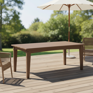 Mesa <span class=keywords><strong>de</strong></span> Comedor para Exteriores Resistente al Agua y a <span class=keywords><strong>la</strong></span> Intemperie <span class=keywords><strong>de</strong></span> HDPE para Uso en Hoteles y Parques, Diseño Contemporáneo para 6-8 Personas - Product Image 1