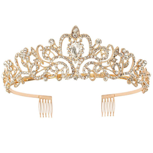 Diadema <span class=keywords><strong>de</strong></span> Tiara <span class=keywords><strong>de</strong></span> Cristal Plateado, Corona Elegante <span class=keywords><strong>de</strong></span> Princesa con Peines para Decoraciones <span class=keywords><strong>de</strong></span> Despedida <span class=keywords><strong>de</strong></span> Soltera - Product Image 4