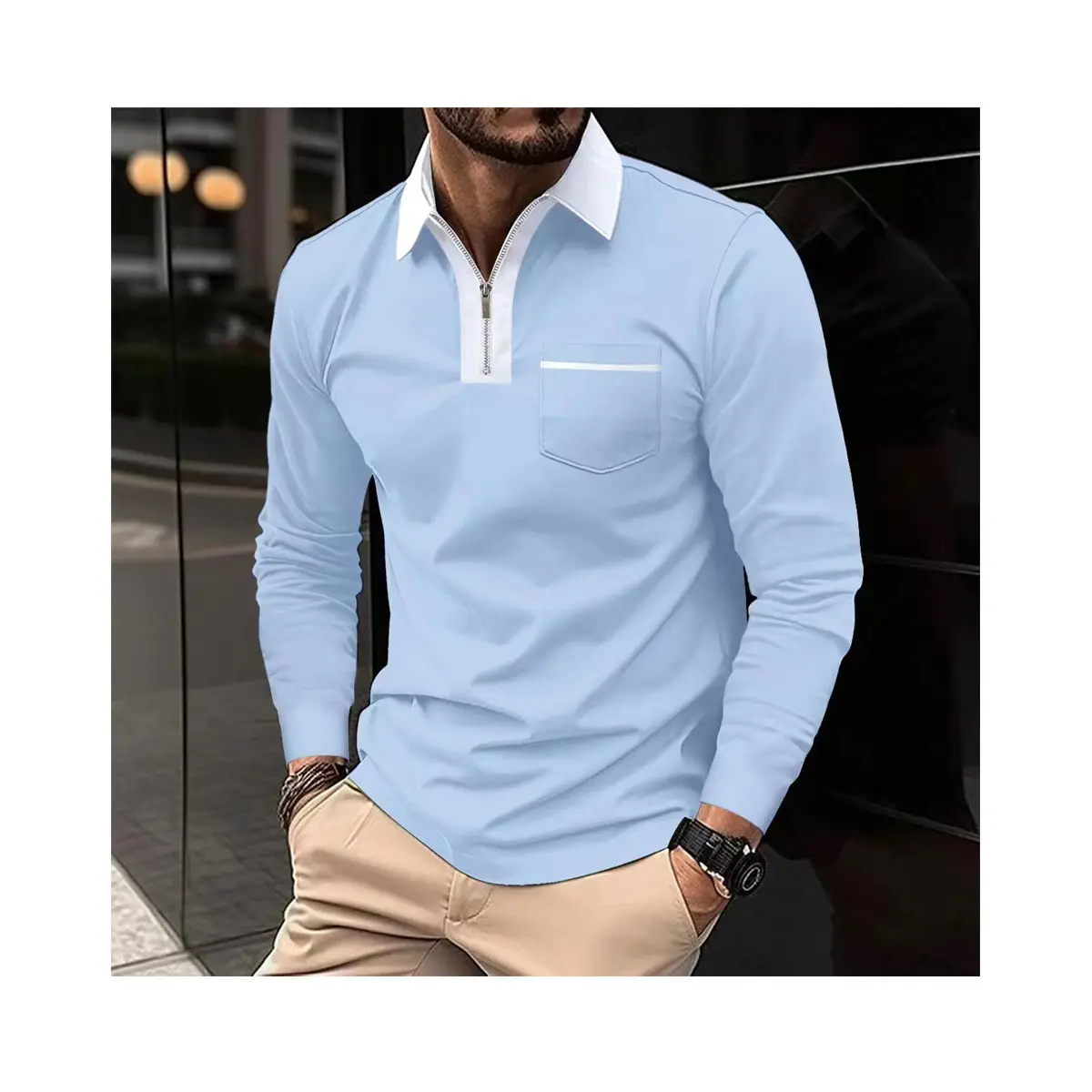 Vendita calda da uomo Polo da uomo Slim Fit a manica lunga abbigliamento estivo con risvolto in cotone poliestere sport Golf Polo t-shirt