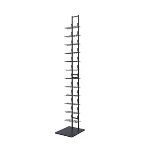 Hiphop Brand Store Metal Multi Layer Black Floor Levatating Leisure Shoe Display Rack For Retail Shop Stand