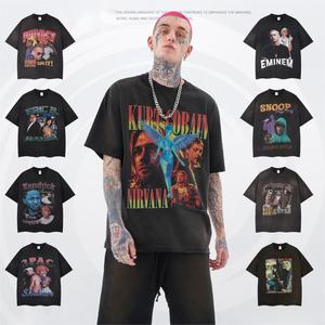 T-Shirt Unisex di Alta Qualità con Effetto Acid Wash, Streetwear Oversize Hip Hop 100% Cotone con Motivi <span class=keywords><strong>Cartoon</strong></span> <span class=keywords><strong>Vintage</strong></span> - Product Image 2