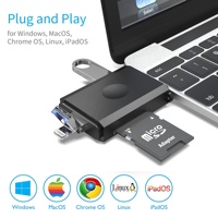 USB/Lightning/Tipo-c a USB 3,0 velocidad de datos 5 GB/s SD/TF 2,0 Caja de plástico hub USB con tapa