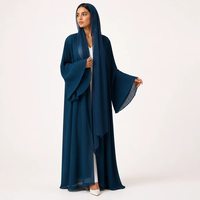 Abaya ouverte pour femmes, manches plissées, vêtements modestes, vêtements islamiques