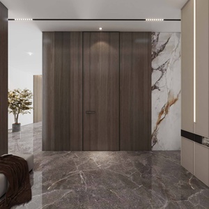 White Color <strong>PVC</strong> Plywood Panel Interior Hidden Doors Invisible Frameless Door - Product Image 2