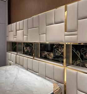 Bộ nội thất phòng ngủ cao cấp sang trọng, giường cỡ King, khung thép không gỉ kiểu Ý, bọc da, dành cho biệt thự - Product Image 4