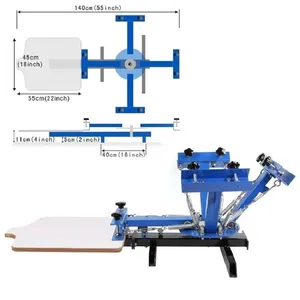 NS401 4 Color 1 Station Silk Screen Printing Machine for Cloth
