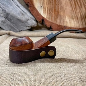 Supporto per Pipa in Pelle PU <span class=keywords><strong>Vintage</strong></span> Regolabile Nero Marrone Custodia per Accendino in Pelle Resistente Accessori Porta Pipa Logo Personalizzato - Product Image 2