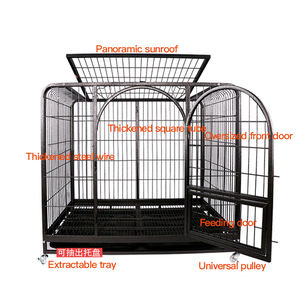 กรงสุนัขแบบทนทาน,กรงสุนัขโลหะสีดำสีเงินทนทานกรงสำหรับสุนัขขนาดกลางและใหญ่ - Product Image 3