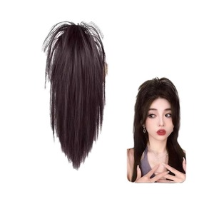 Queue de cheval style cascade, cheveux raides avec clip, volumineuse et moelleuse, pour femme, perruque queue de cheval - Product Image 3