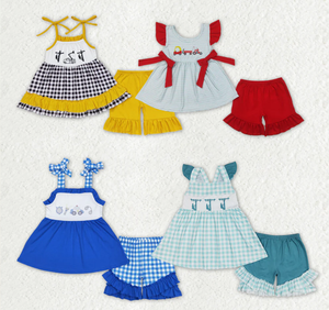Sibling Baby Girls Summer Cars Linemen Tunic Ruffle Shorts <b>Clothes</b> Sets - Product Image 6