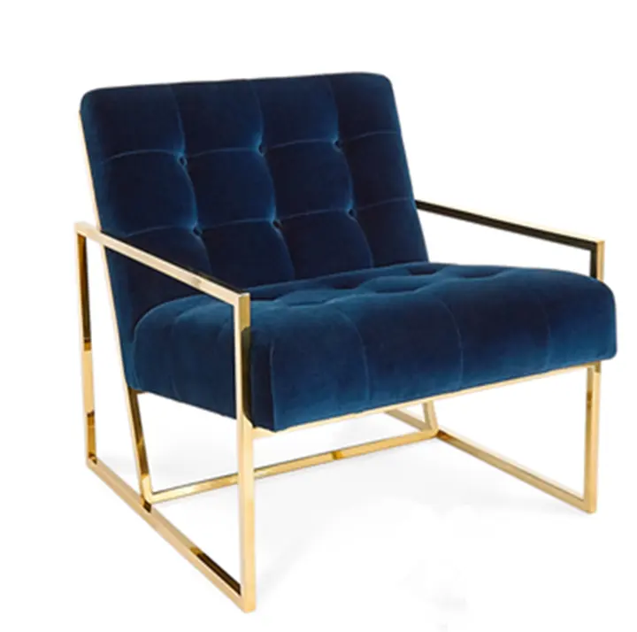 현대 새로운 디자인 황동 프레임 벨벳 의자