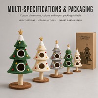 Arbre à chat multi-niveaux style Noël, structure d'escalade en peluche et sisal, griffoir, niche douillette pour chats d'intérieur