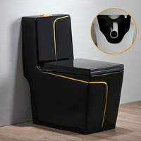 Toilette électronique de luxe avec capteur, style japonais doré, WC sans réservoir pour salle de bain 	 Cuvette de toilette noire