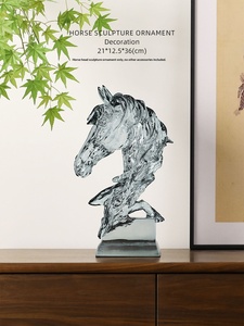 Escultura de Cabeza de Caballo de Resina con Textura de Cristal, Modelo Mi Yu 2026, Estilo Chino Moderno, para Sala de Estar, Entrada, Regalo de Inauguración - Product Image 1
