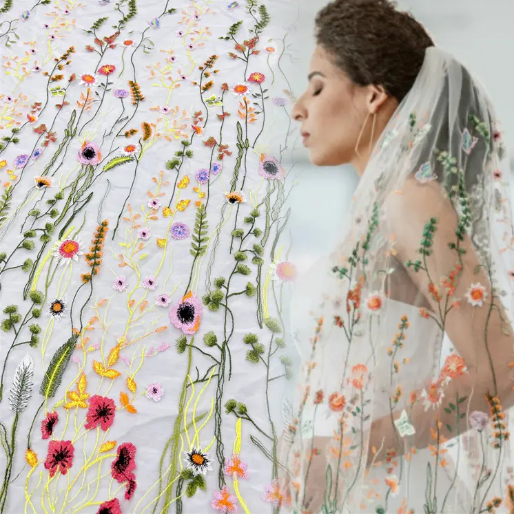 Лидер продаж, Тюлевая кружевная ткань с цветочной вышивкой, кружевное Сетчатое свадебное платье, вечернее платье